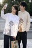 古由卡（GUUKA）長(zhǎng)袖t恤男女同款春秋季新款重磅美式寬松復(fù)古純棉圓領(lǐng)打底衫上衣 淺杏 T6351 M 曬單實(shí)拍圖