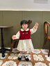 幼歌（YOUGE）秋季嬰幼兒新款甜美草莓毛衣馬甲純棉草莓連衣裙套裝 暖米白連衣裙 100 cm 曬單實拍圖