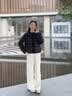 鴨鴨（YAYA）【90+系列】輕薄排骨羽絨服女2026新款拼接時尚連帽保暖外套XH 淺蘭色 S 建議體重【 80-110斤】 曬單實拍圖