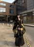 CHANEELR & KARITH披肩女2026新款民族風新中式復古披風圍巾斗篷生日新年禮物送女友 黑金色 曬單實拍圖