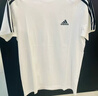 adidas純棉休閑三條紋針織運動圓領正肩短袖T恤上衣男夏阿迪達斯   中麻灰   L 曬單實拍圖