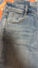 EP雅瑩直筒牛仔褲女窄版 燙鉆長絨棉高腰褲子 商場同款J601A 藍色 M 曬單實拍圖