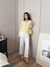 森馬（Semir）[純棉]長袖t恤女26秋短款修身小開衫蕾絲花邊薄外套109526101005 曬單實拍圖