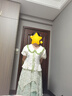 碧彩雅女大童夏裝套裝女孩衣服短袖襯衫蕾絲裙裙褲三件套中學生夏季套裝 杏短袖襯衫+綠色裙褲+杏蕾絲裙 165 （L）碼【建議105-120斤】 曬單實拍圖