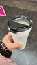 膳魔師（THERMOS）便攜電動攪拌杯咖啡杯新款陶瓷涂層車載辦公室保溫杯高顏值水杯子 膳魔師-冰湖藍【395ml】+藍色杯套 曬單實拍圖