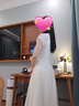 香影白色v領(lǐng)短袖連衣裙女2026夏季新款法式氣質(zhì)收腰裙萊賽爾裙子 米白 S 85-95斤/裙長109.5CM 曬單實(shí)拍圖