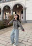 拉夏貝爾（La Chapelle）休閑褲女士夏季薄款顯瘦潮流彎刀牛仔褲直筒闊腿褲 淺藍(lán)長褲 L 曬單實拍圖