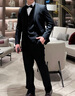 羅蒙（ROMON）大碼西裝男士套裝加肥加大胖子商務(wù)正裝定制西服外套結婚禮服休閑 大碼黑色(西服+西褲) 贈大禮包 180/XL 體重135-150斤 曬單實(shí)拍圖