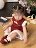 優(yōu)奇周歲女寶寶禮服夏2026中式國風紅色公主裙生日宴抓周衣服嬰兒裙子 曬單實拍圖