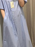 MUJI 女式 涼感 短袖襯衫連衣裙 女裝裙子長裙 26年夏季 BC2Q7C6S 薩克森藍條紋 S （155/80A） 曬單實拍圖