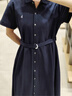 HAZZYS【宋佳同款】哈吉斯女裝 26新款夏季系帶收腰POLO連衣裙 藏青色NV-1 XL (170/92A 42) 曬單實拍圖