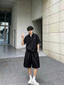 頭號青年短袖男夏季2026新款潮牌男士冰絲速干上衣加大碼高端t恤 黑 5XL 曬單實拍圖