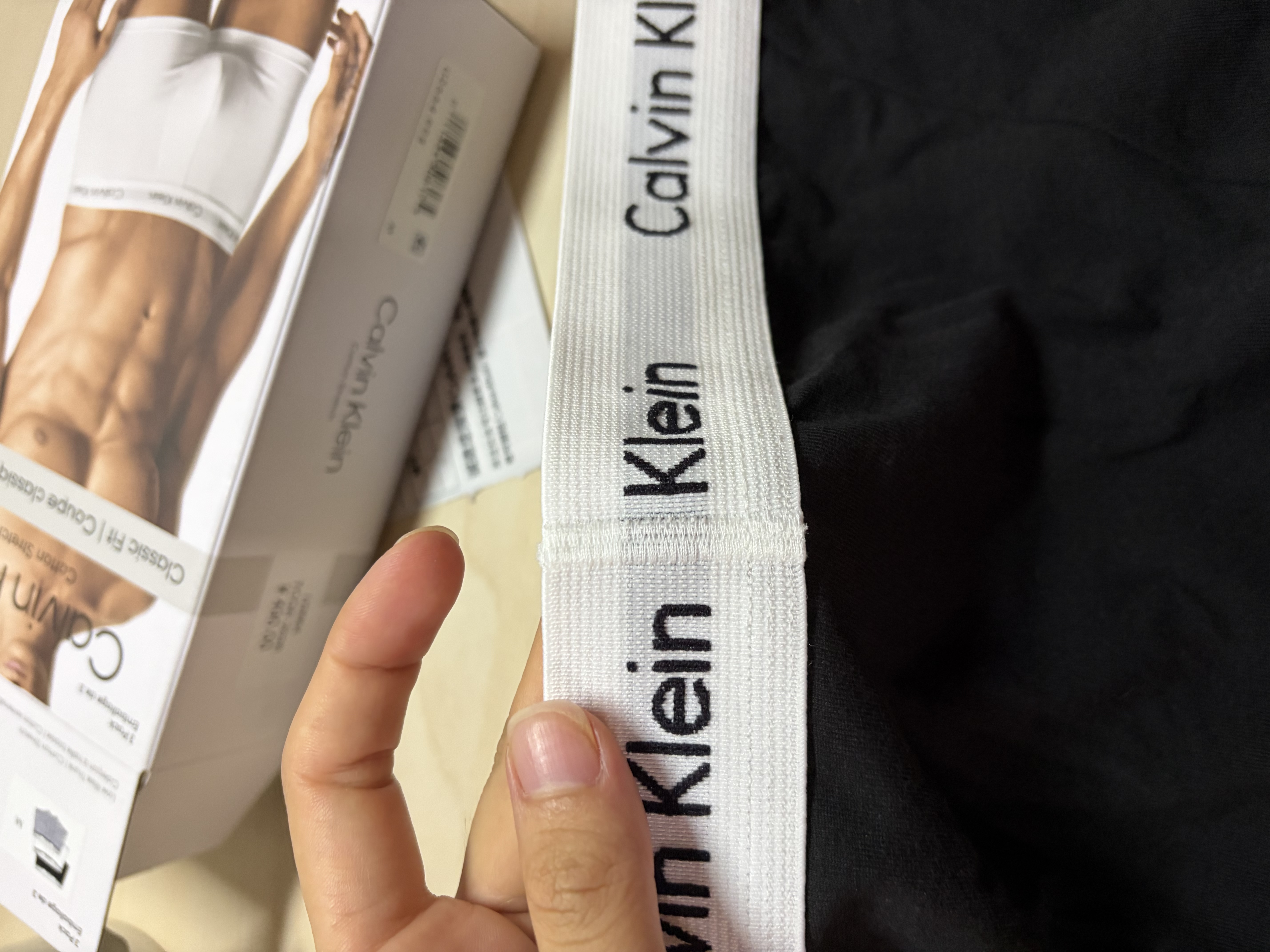 Calvin Klein內衣【七夕禮物吳晗同款】男士三條裝ck低腰棉質透氣防夾臀內褲男 U2664998-太空黑/月光白/椰青灰 3條 M 曬單實拍圖