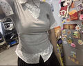 衣然呈品韓系假兩件POLO領波點短袖T恤女夏季學院風寬松休閑學生半袖上衣 灰色 M 【建議90-110斤】 曬單實拍圖