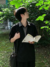 Shelley Jones人夫感假兩件冰絲短袖襯衫男夏季老錢(qián)風(fēng)高級(jí)感長(zhǎng)袖可收七分袖襯衣 黑色 假兩件省去搭配 XL 身高175-180cm體重140-155斤 曬單實(shí)拍圖