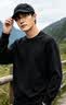JEEP SPIRIT純棉長袖t恤男寬松大碼2026秋季新款圓領打底衫男士上衣衣服男裝 黑色【奢級材質】 M (建議100斤-120斤左右)【奢級材質】 曬單實拍圖