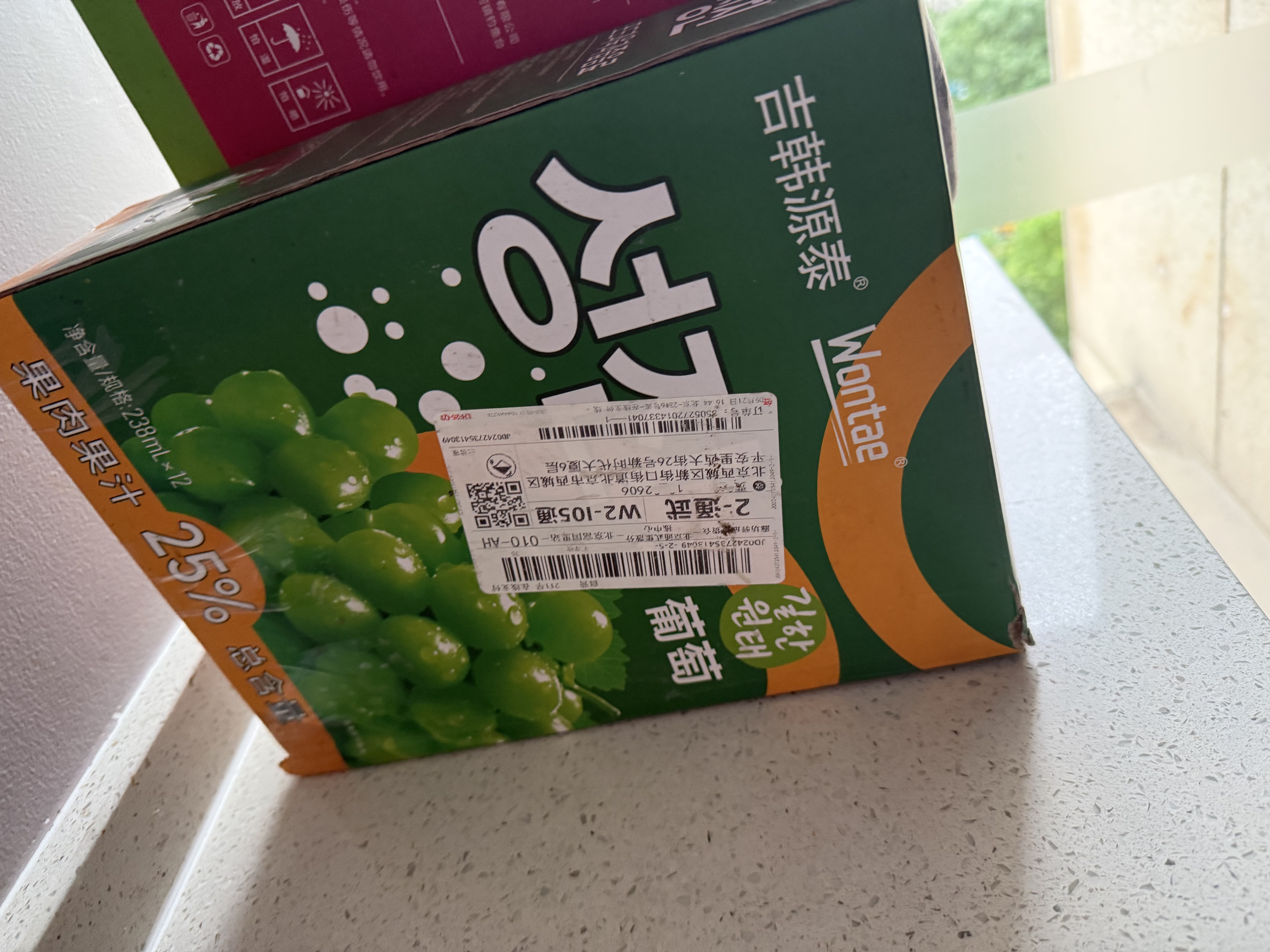 WONTAE源泰韓式風味含25%果汁果肉飲料葡萄果肉飲料禮盒裝238ml*12罐 曬單實拍圖