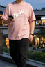 羅蒙重磅夏季短袖t恤男寬松胖子加肥加大碼半袖打底衫男裝 粉色 S  建議【體重80-105斤】 曬單實拍圖