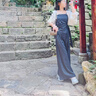 雪妃藍(lán)琪（XUEFEILANQI）褲子女裝夏季2026新款溫柔氣質(zhì)休閑套裝衣服收腰吊帶背心闊腿褲 開(kāi)衫+吊帶+闊腿褲【三件套】 L 【建議110-125斤】 曬單實(shí)拍圖
