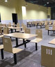 溢彩家具食堂餐桌椅小吃快餐桌椅四人位學(xué)校公司單位不銹鋼連體餐桌椅組合 四人位鍍鋅管腳防火板桌面 曬單實(shí)拍圖