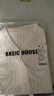 百家好（Basic House）夏季新款polo領短袖細麻花刺繡單排扣亞麻針織衫簡約潮流休閑女裝 白色 XL 曬單實拍圖