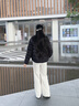 鴨鴨（YAYA）【90+系列】輕薄排骨羽絨服女2026新款拼接時尚連帽保暖外套XH 淺蘭色 S 建議體重【 80-110斤】 曬單實拍圖