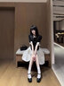 鳳蝶兒連衣裙子女裝2026年夏季新款韓版甜美學院miu系千金獨特漂亮絕美 上衣+裙子 S 曬單實拍圖