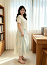 艾美琦美（AIMEIQIMEI）大碼系帶蕾絲拼接休閑假兩件連衣裙女夏季胖mm度假風顯瘦通勤長裙 圖片色 XL [建議120-140斤] 曬單實拍圖