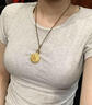 中國黃金（CHINA GOLD）八寶羅盤黃金項(xiàng)鏈女國風(fēng)百搭足金圓盤吊墜首飾節(jié)日七夕禮物送女友 【玫瑰禮盒】八寶羅盤項(xiàng)鏈【棕繩】 約2.1g 曬單實(shí)拍圖