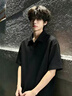 黑盒白cleanfit短袖polo衫男士夏季款重磅美式正肩半袖t恤HHB28黑色XL 曬單實拍圖