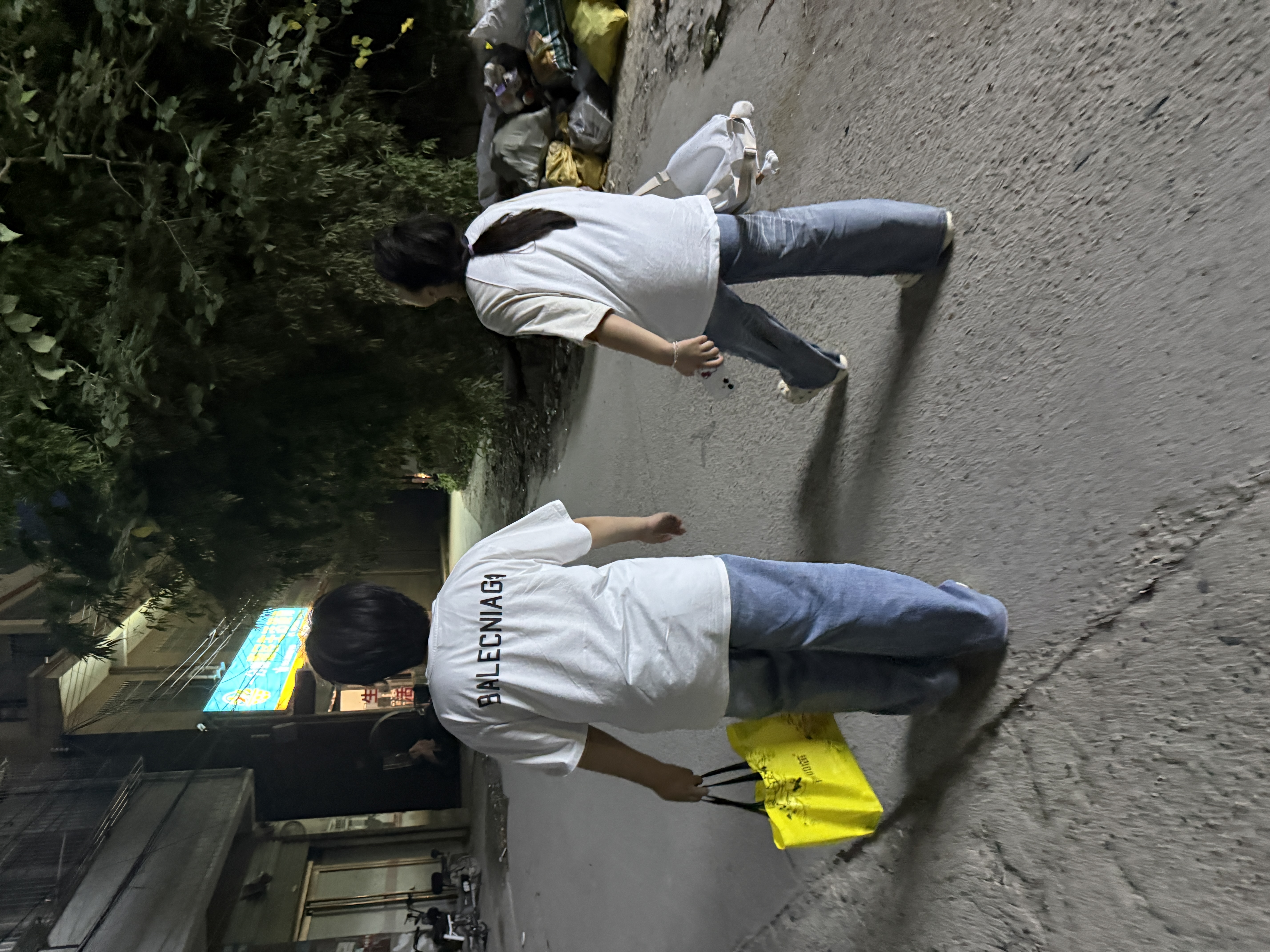 拉夏貝爾美式破洞假兩件闊腿牛仔褲女辣妹風拖地長褲 淺藍色【加長款】 XL 曬單實拍圖