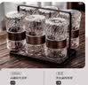 威爾斯伯格浮雕玻璃水杯套裝家庭用待客廳耐高溫茶具高顏值喝咖啡啤酒帶架子 黑木柄杯架+錘紋龍卷風450ml6只 曬單實拍圖