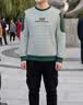皮爾卡丹（pierre cardin）春秋圓領時尚百搭套頭衛衣男條紋長袖T恤刺繡帥氣青年打底衫上衣 白綠 XL 【適合130-145斤】 曬單實拍圖