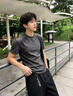 燦圖 網(wǎng)孔透氣冰絲速干短袖t恤男夏季薄款戶外運動健身涼感拼接半截袖 灰色 薄款 XL (建議120斤到140斤) 曬單實拍圖