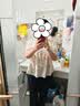 三彩【100棉】碎花小衫V領(lǐng)系帶泡泡袖短袖襯衫2026夏季新款女裝上衣M 米白色花卉 XL 170/92A 曬單實(shí)拍圖