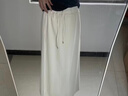 拉夏貝爾假兩件開叉裙褲女夏季2026薄款高腰垂感寬松冰絲闊腿褲子 杏色 XL 曬單實拍圖