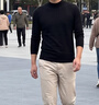 皮爾卡丹（pierre cardin）莫代爾半高領(lǐng)長(zhǎng)袖t恤男士秋冬季加絨保暖修身中領(lǐng)內(nèi)搭打底衫 莫代爾-黑色 常規(guī) 2XL 【145-160斤修身】 曬單實(shí)拍圖