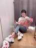 探巡（TanXun）女鞋2025夏季新款老爹鞋女超火ins鞋子女厚底內增高運動休閑鞋女 紅色【夏季網面】 37 曬單實拍圖