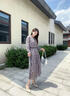 顏域優(yōu)雅印花法式連衣裙女秋2024新款復古通勤中長(cháng)款長(cháng)袖系帶裙子 紫花 XXL/44 曬單實(shí)拍圖