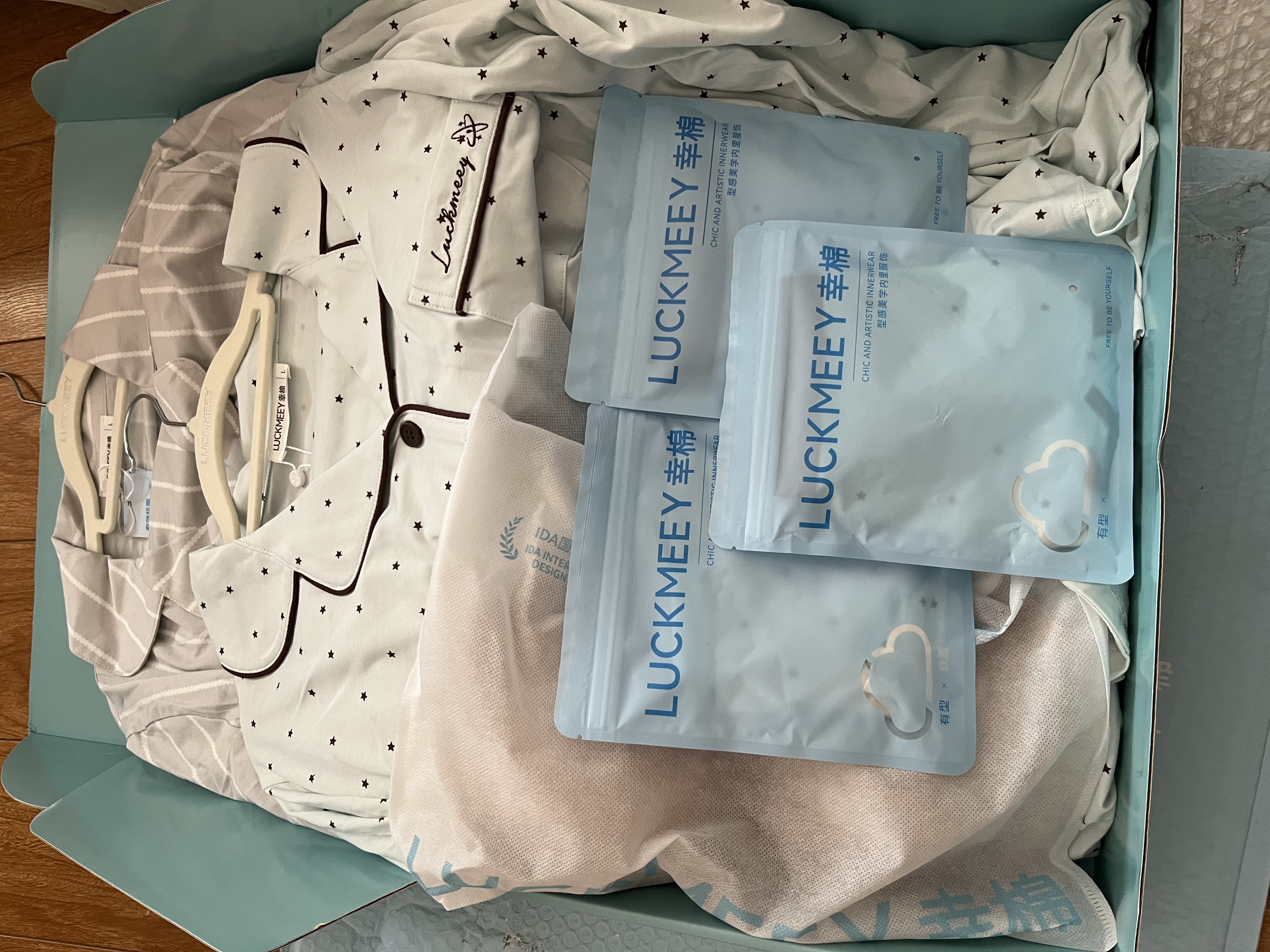 幸棉（LUCKMEEY）【云旗郝熠然同款】滿天星印花萊賽爾棉家居服套裝夏季涼感可外穿 女款薄巧滿天星  長袖長褲 L 曬單實(shí)拍圖
