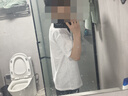 燦圖 白花灰美式拼接字母刺繡短袖t恤男夏季潮牌高街太空棉重磅半截袖 白花灰 M 建議80斤到100斤 曬單實拍圖