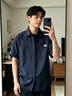 Dickies純棉短袖襯衫男士夏季新款工作寬松休閑半截外套穿搭白上衣服正裝 寶藍色 【官方正品】 薄款 XL 【建議130-150斤】 曬單實拍圖