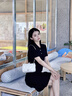 DKNY時(shí)尚學(xué)院風(fēng)短袖POLO領(lǐng)裙子女百褶下擺女式連衣裙 曬單實(shí)拍圖