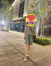 拉夏貝爾五分牛仔短褲女夏季2026新款國潮刺繡設計感高腰直筒中褲 藍色 M 曬單實拍圖