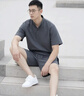 SHANSHAN杉杉高端純亞麻套裝男中青年圓領(lǐng)短袖t恤短褲兩件套父親節(jié)爸爸裝 曬單實(shí)拍圖