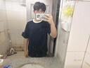 Wassup Sohot短袖T恤男夏季復古拼接三條杠撞色寬松小眾休閑打底衫 藏青 2XL 曬單實拍圖