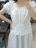 優衣庫麻混紡U領襯衫/短袖女裝/襯衣空調衫483892 01 乳白色 M 曬單實拍圖