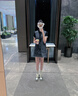 百家好（Basic House）百家好氣質(zhì)黑色半高領(lǐng)五分袖針織衫女春夏打底衫上衣 黑色 L 曬單實(shí)拍圖
