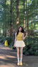 圣保美小個子連衣裙女夏季套裝2026新款韓系穿搭背心上衣花苞短裙子兩件 套裝【黃色上衣+杏色半身裙】 S 曬單實拍圖