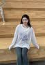 獨(dú)束女裝【海島童趣】小馬貼布繡棉麻長(zhǎng)袖T恤2026夏裝白色上衣女 云朵白 L （尺碼：2） 曬單實(shí)拍圖